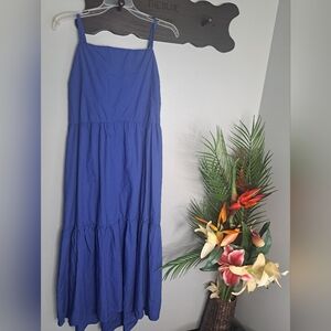 Joe Fresh Cut out Tiered Tie Back Maxi Blue Dress Sz 1X  New with tags